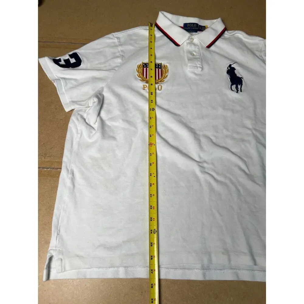 Polo Ralph Lauren Big Pony Polo Shirt XL Classic White USA Crest Short Sleeve**